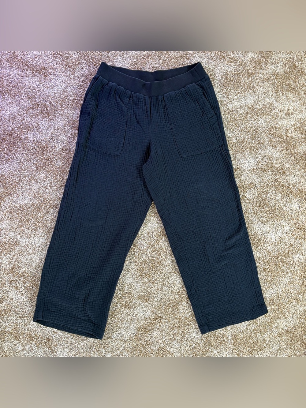 J. Jill Black Cotton Gauze Crop Pants Women’s Size S Pull-On Wide Leg Casual